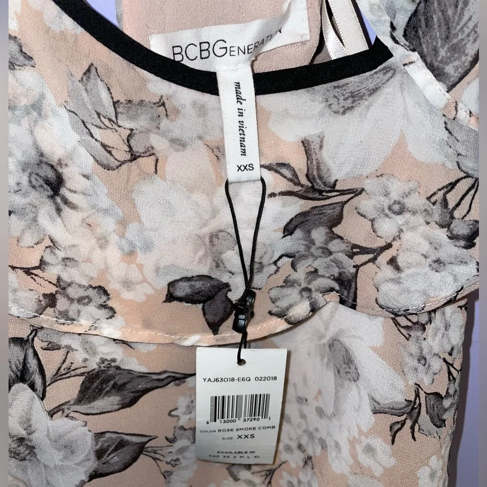 NWT BCBG Eneration - Women’s XXS -Rose Smoke Comb Floral Off the shoulder Dress - Picture 3 of 9
